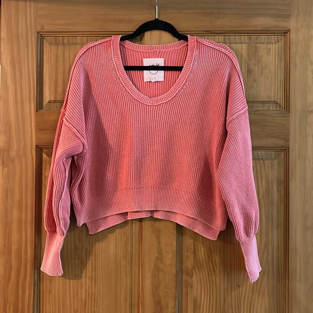 Aerie ‘Beyond Cropped Sweater’ in Haute Coral - M